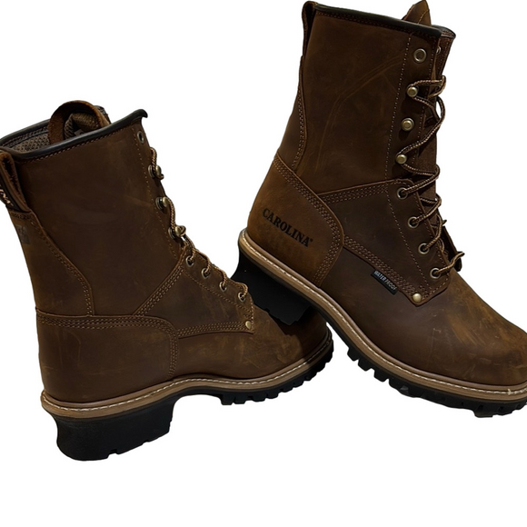 NEW CAROLINA Mens Logger Boots 8-Inch Waterproof Steel Toe Work Lace-Up Size 12 - Picture 1 of 5